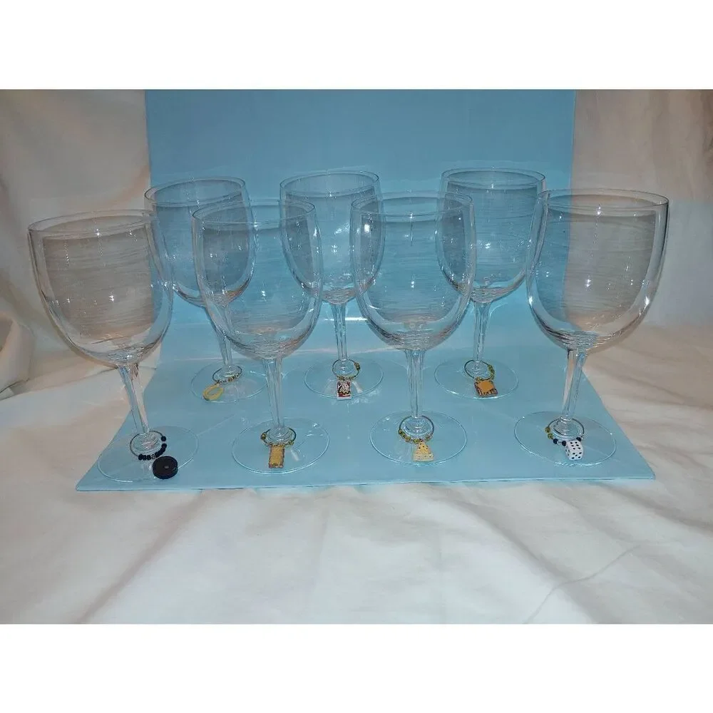 Set Of 7 Wine Glasses With Charms